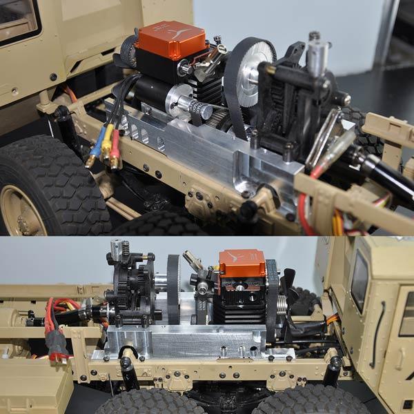 enginediy RC Engine Toyan Military Truck 1/12 2.4G RWD RC Car 4 Stroke Methanol Engine OFF Road Vehicle